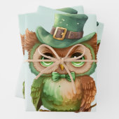 Niedliches Owl in einem grünen Top Hat Geschenkpapier Set (Beispiel)