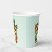 Niedliches Owl in einem grünen Top Hat Pappbecher (Rechts)