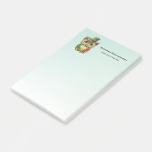 Niedliches Owl in einem grünen Top Hat Post-it Klebezettel (angewinkelt)