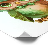 Niedliches Owl in einem grünen Top Hat Poster (Ecke)