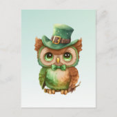 Niedliches Owl in einem grünen Top Hat Postkarte (Vorderseite)