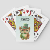 Niedliches Owl in einem grünen Top Hat Spielkarten (Rückseite)