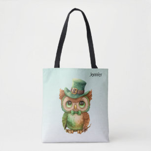 Niedliches Owl in einem grünen Top Hat Tasche
