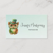 Niedliches Owl in einem grünen Top Hat Visitenkarte (Vorderseite)