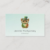 Niedliches Owl in einem grünen Top Hat Visitenkarte (Vorderseite)