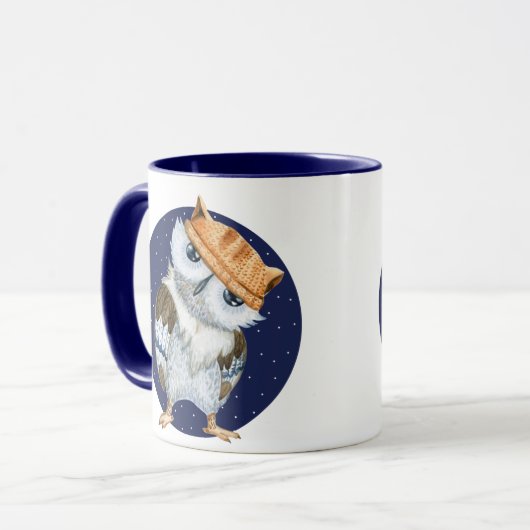 Niedliches Owl in Hat Tasse (Vorderseite Links)