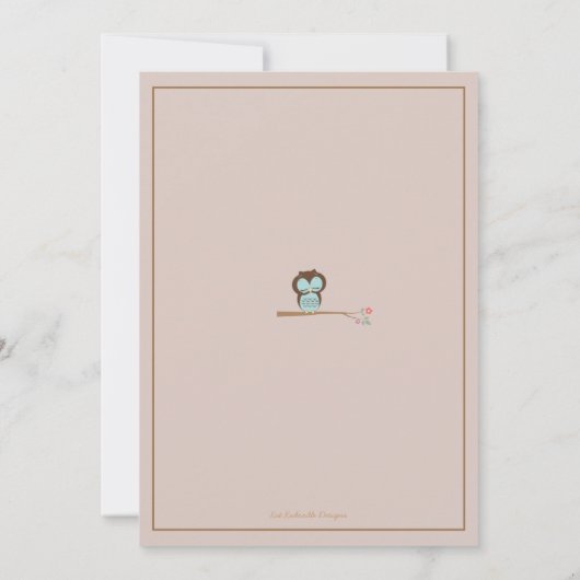 Niedliches Owl & Mama Es ist eine Boy Baby Dusche  Einladung (Rückseite)