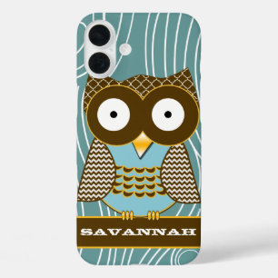 Niedliches Owl Maurische Zig Zag Muster Wählen Sie iPhone 16 Plus Hülle