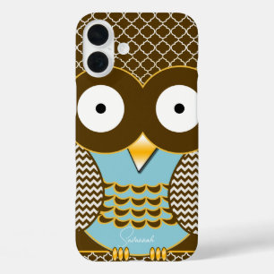 Niedliches Owl Maurische Zig Zag Muster Wählen Sie iPhone 16 Plus Hülle
