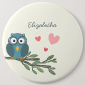 Niedliches Owl mit Brille auf einem Zweig-individu Button (Vorderseite)