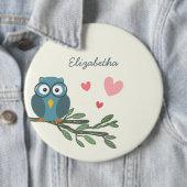 Niedliches Owl mit Brille auf einem Zweig-individu Button (Beispiel)