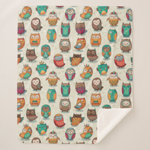 Niedliches Owl Muster Sherpa Blanket Sherpadecke