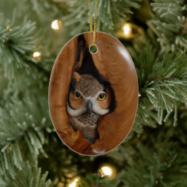 Niedliches Owl Nest Waldland Weihnachten 2022 wild Keramik Ornament