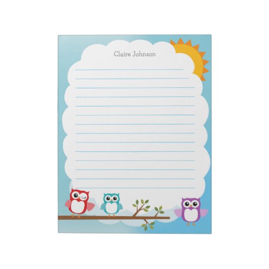 Niedliches Owl Notepad Notizblock (Rotiert)