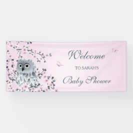 Niedliches Owl Pink Cherry Blossom Custom Baby Dus Banner