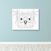 Niedliches Owl Portrait Doodle 6 Leinwanddruck (Insitu (Holzboden))