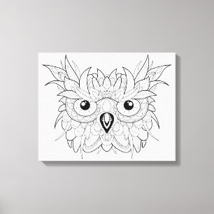 Niedliches Owl Portrait Doodle 6 Leinwanddruck
