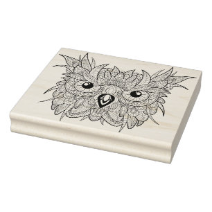 Niedliches Owl Portrait Doodle Gummistempel