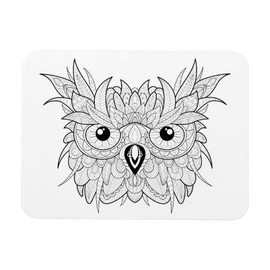 Niedliches Owl Portrait Doodle Magnet (Horizontal)