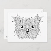 Niedliches Owl Portrait Doodle Postkarte (Vorne/Hinten)