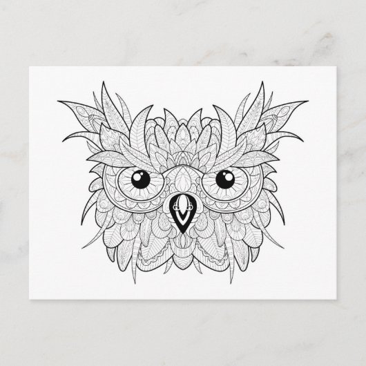 Niedliches Owl Portrait Doodle Postkarte (Vorderseite)