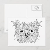 Niedliches Owl Portrait Doodle Postkarte (Vorne/Hinten)