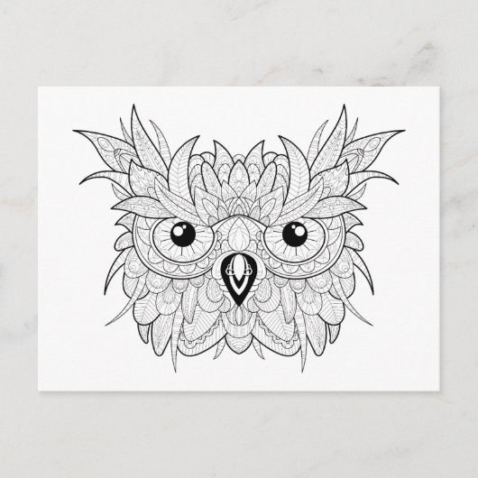 Niedliches Owl Portrait Doodle Postkarte (Vorderseite)