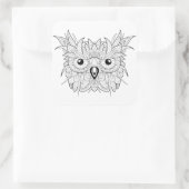 Niedliches Owl Portrait Doodle Quadratischer Aufkleber (Tasche)