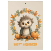 Niedliches Owl Pumpkin Happy Halloween Design Klemmbrett (Rückseite)