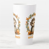 Niedliches Owl Pumpkin Happy Halloween Design Milchtasse (Vorderseite)