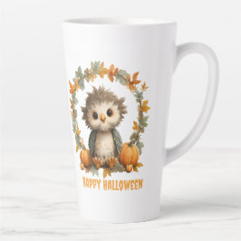Niedliches Owl Pumpkin Happy Halloween Design Milchtasse