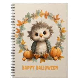 Niedliches Owl Pumpkin Happy Halloween Design Notizblock
