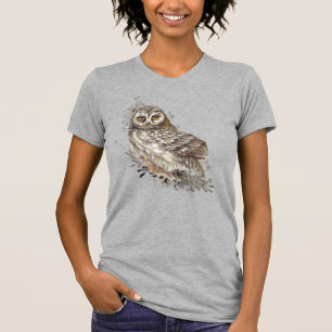 Niedliches Owl, Wasserfarbengeflecht Art Benutzerd T-Shirt