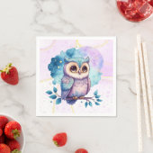 Niedliches Owl Watercolor Splash Girl Babydusche Serviette (Beispiel)