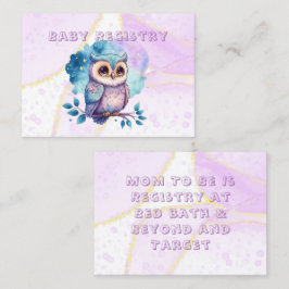 Niedliches Owl Watercolor Splash Kinderregister Visitenkarte