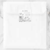 Niedliches Owl White Gray | Ex Libris Name hinzufü Quadratischer Aufkleber (Tasche)