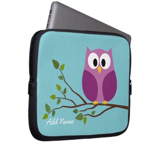 Niedliches Owl Zeichnend auf einer Baumzweigung Laptopschutzhülle (Vorne Rechts)
