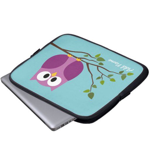 Niedliches Owl Zeichnend auf einer Baumzweigung Laptopschutzhülle (Vorne Knopf)