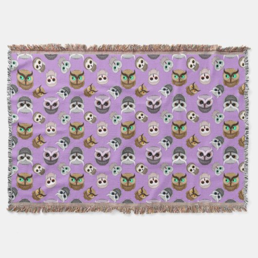 Niedliches Owls Muster im Lila Hintergrund Decke (Vorderseite)