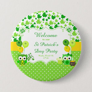 Niedliches Owls St Patrick's Day Party Button