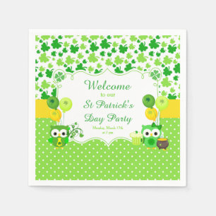 Niedliches Owls St Patrick's Day Party Serviette