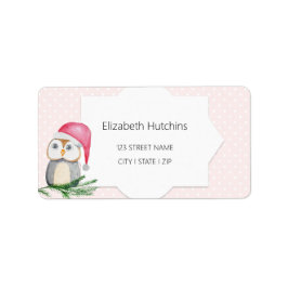 Niedliches Owls Wasserfarbmuster Mit Monogramm Adressaufkleber