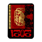 Niedliches OX Chinese Year 2021 Zodiac Birthday HF Magnet (Vertikal)