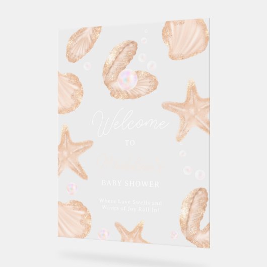 Niedliches Ozean kleines Perlenduschbad Acrylschild (Winkel)