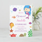 Niedliches Ozean Party Einladung für Mädchen (Stehend Vorderseite)