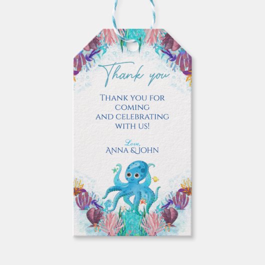 Niedliches Ozeanbaby Octopus farbenfrohe Geschenke Geschenkanhänger (Vorderseite)