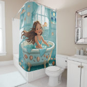 Niedliches Ozeangefühlsmädchen Duschvorhang (Beispiel)