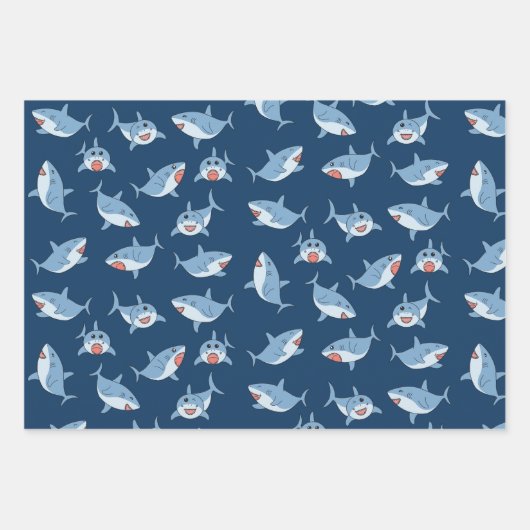 Niedliches Ozeanmuster Geschenkpapier Set (Vorderseite)