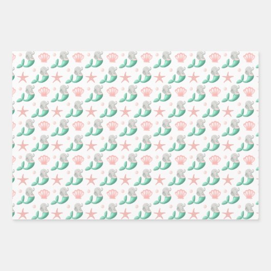 Niedliches Ozeanmuster Geschenkpapier Set (Vorderseite)