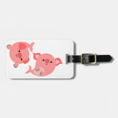 Niedliches Paar Cartoon Merschweine Gepäckmarke Gepäckanhänger (Vorderseite horizontal)